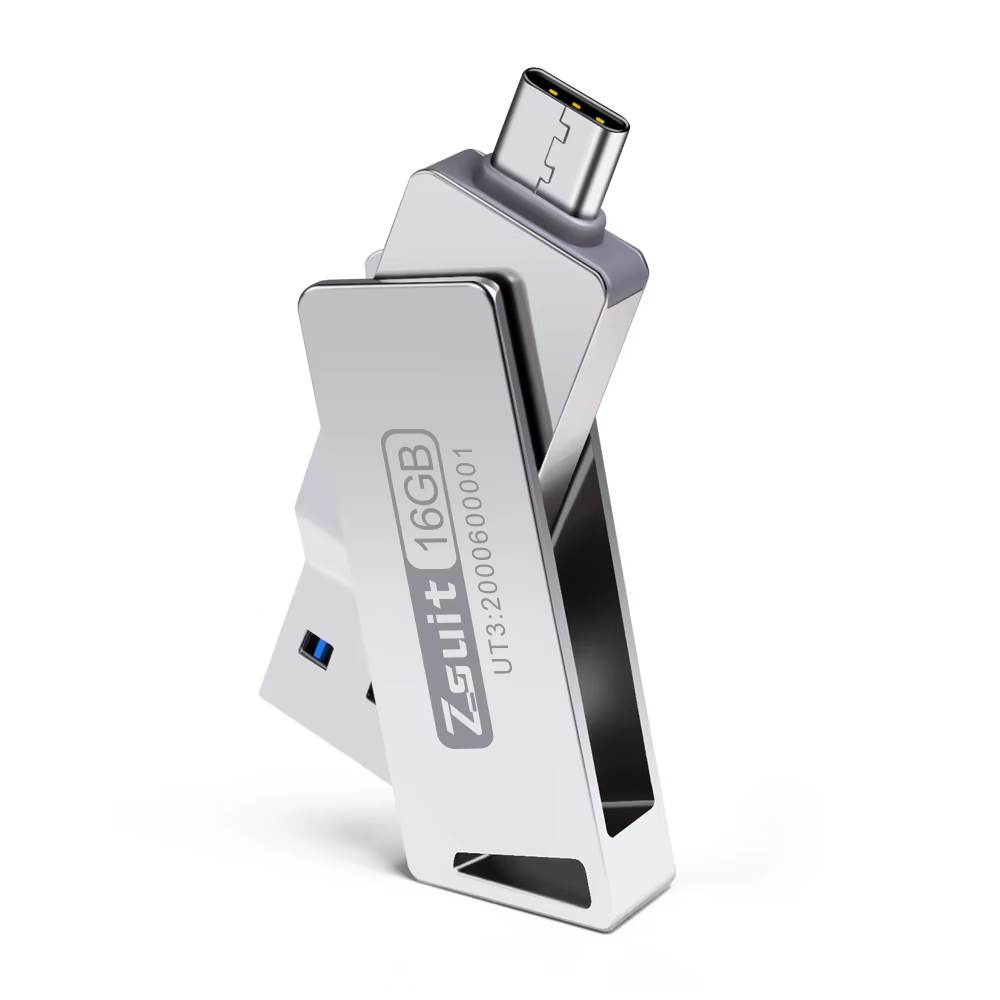 Zsuit USB Flash Drives Rotate USB-C Pendrive 64GB 128GB USB3.0 Type-C Pen Drives 2in 1 U Disk for iPhone Laptops Memory Stick