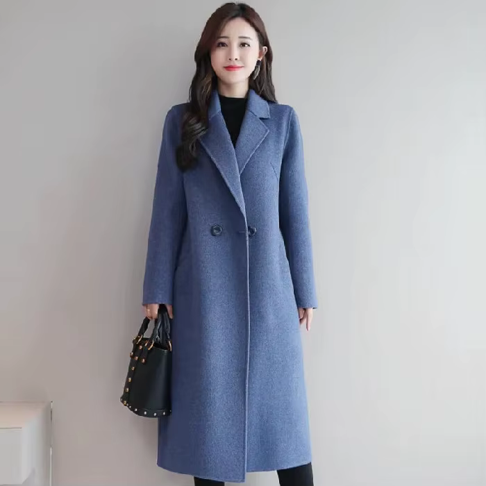 2022 Autumn Winter New Fashion Wool Coat Women Luxury Brand Long Loose Double Breasted Very Warm Wool Coat Elegant Plus Size 3XL