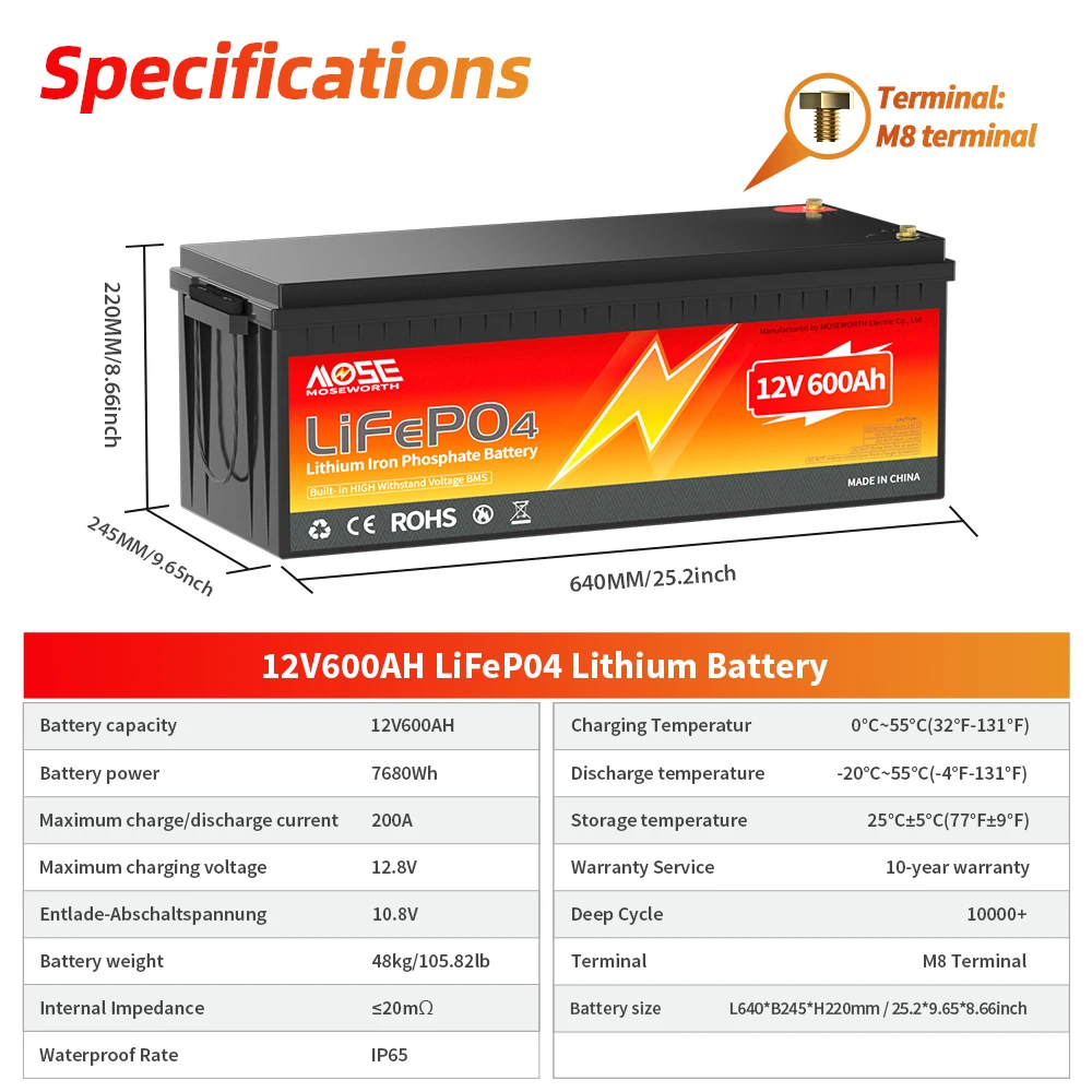 12V 600Ah