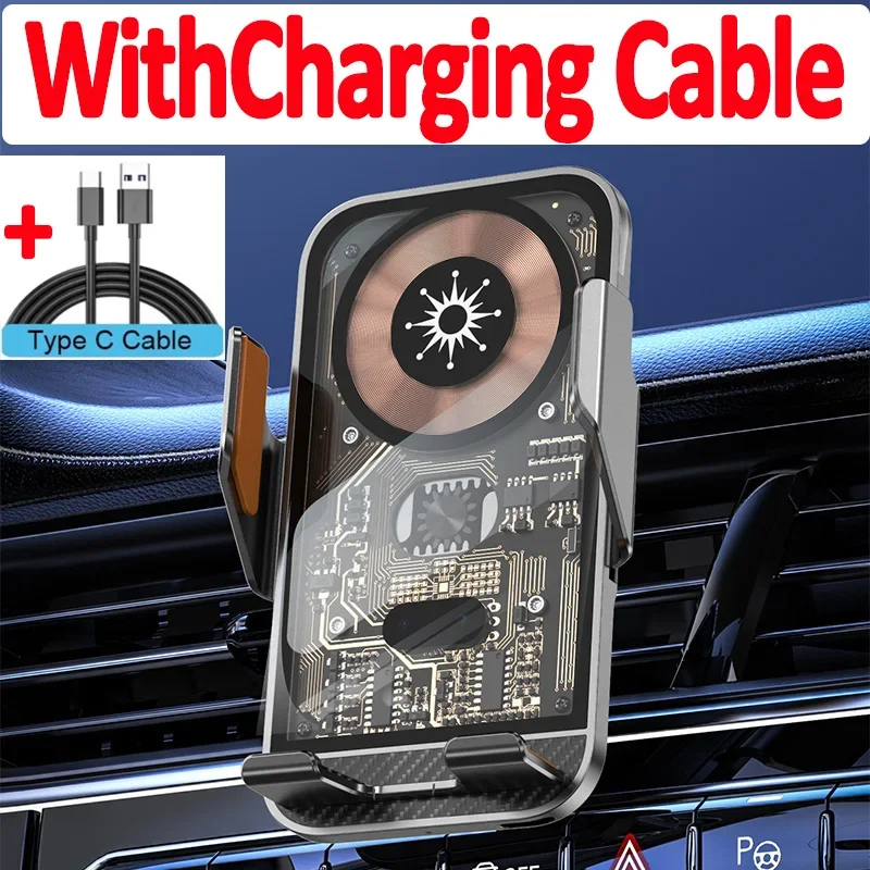 30W Car Wireless Charger Auto Mount Phone Holder For iPhone 15 14 13 12 Samsung Xiaomi Infrared Induction Fast Charging Stand