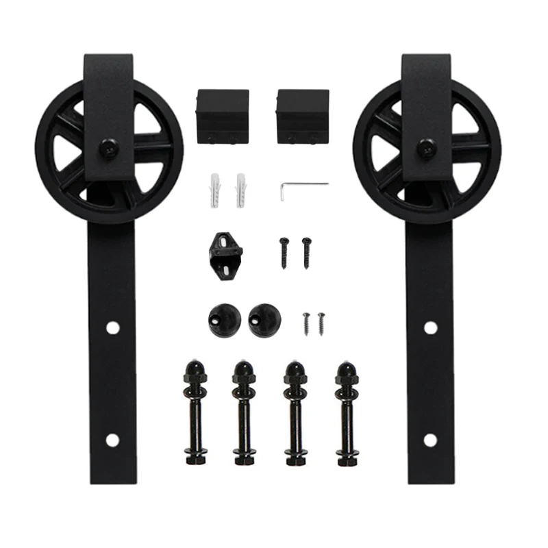 Sliding Barn Door Hardware Rollers for Single Door Interior Door Pulley Wheels(Black Big Wheel J-Shaped ) NO Sliding Rail Track