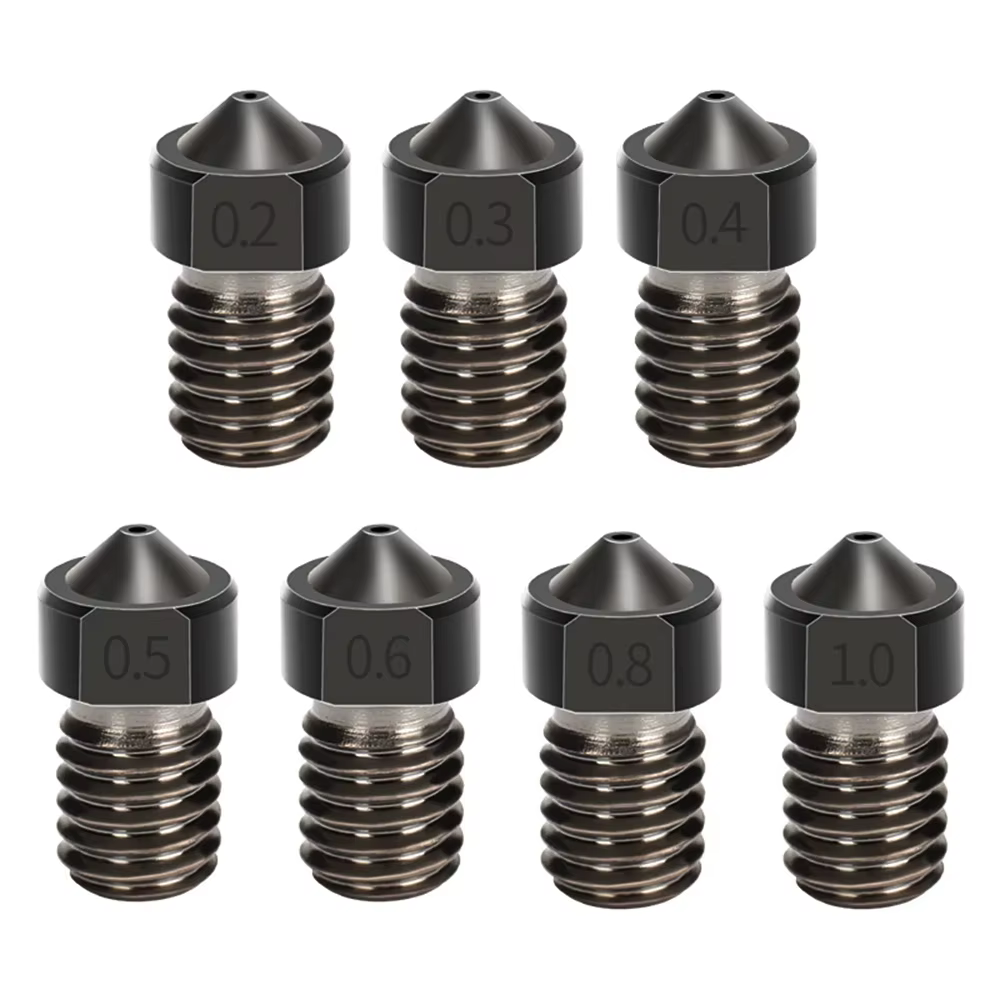5 Pcs E3D V5 V6 Hardened Steel Nozzles 0.2/0.3/0.4/0.5/0.6/0.8/1.0mm for Ender 3/3 Pro 1.75 mm Filament 3D Printers Parts