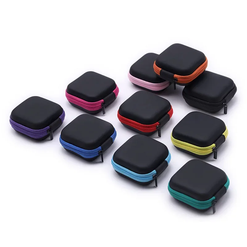 Headphones Storage Box USB Hard Case Earphone Bag Key Money Coin Bags Waterproof SD Card Cable Earphone Holder Box Square Shape