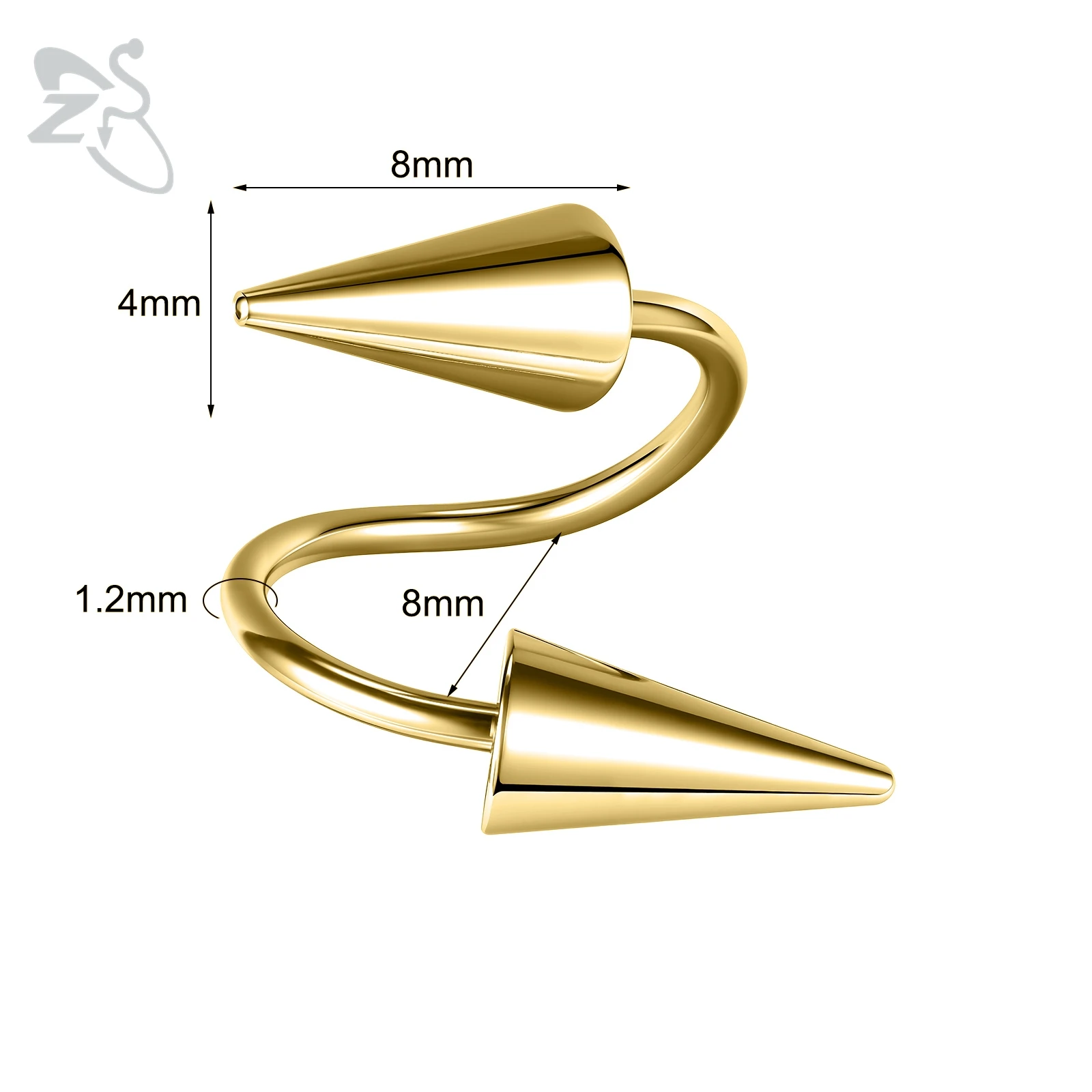 ZS 1 PC 16G Stainless Steel Twisted Nose Ring For Men Women Cone Spike Spiral Helix Cartilage Rings Lip Eyebrow Piercing Jewelry