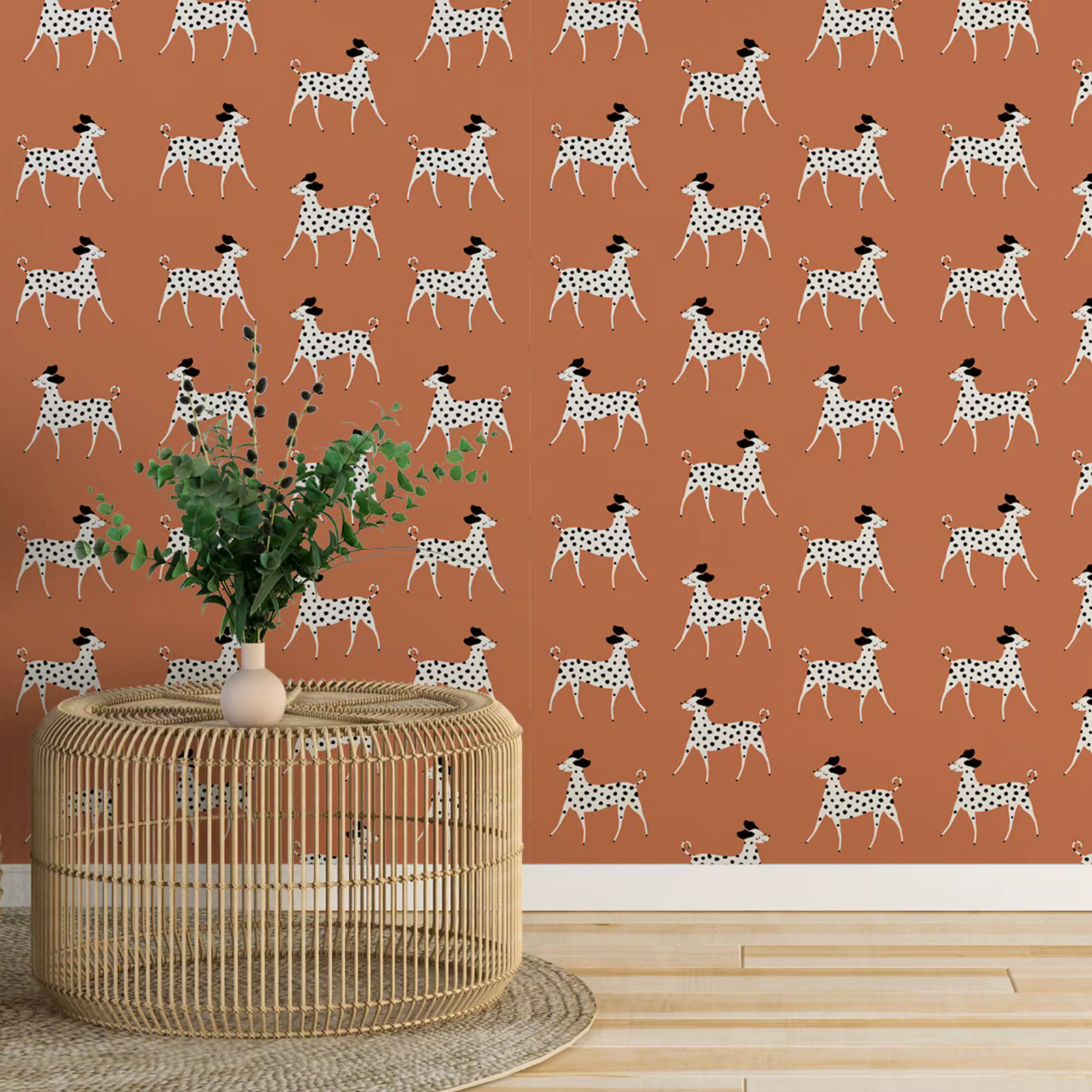 Dalmatian Peel and Stick Wallpaper, Animal Vintage Removable Wallpaper, Self adhesive Wallpaper, Dog wallpaper Decorative Wall