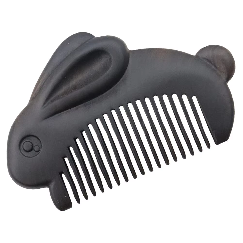 Hair Dryer Bunny Comb Pocket Small Household Wood Appendix for Girl Black Rabbit Design Man