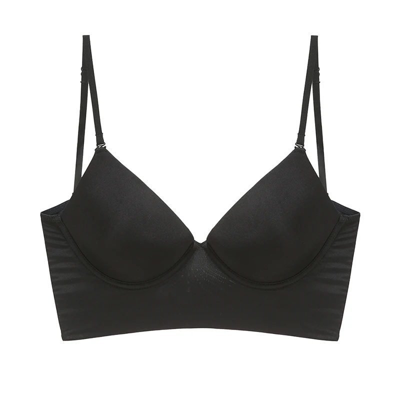 Low Back Bra for Women Seamless Wired V Plunge Invisible Underwear Backless Bras Low Cut Multiway Halter Bra Sexy Cami Tank Top