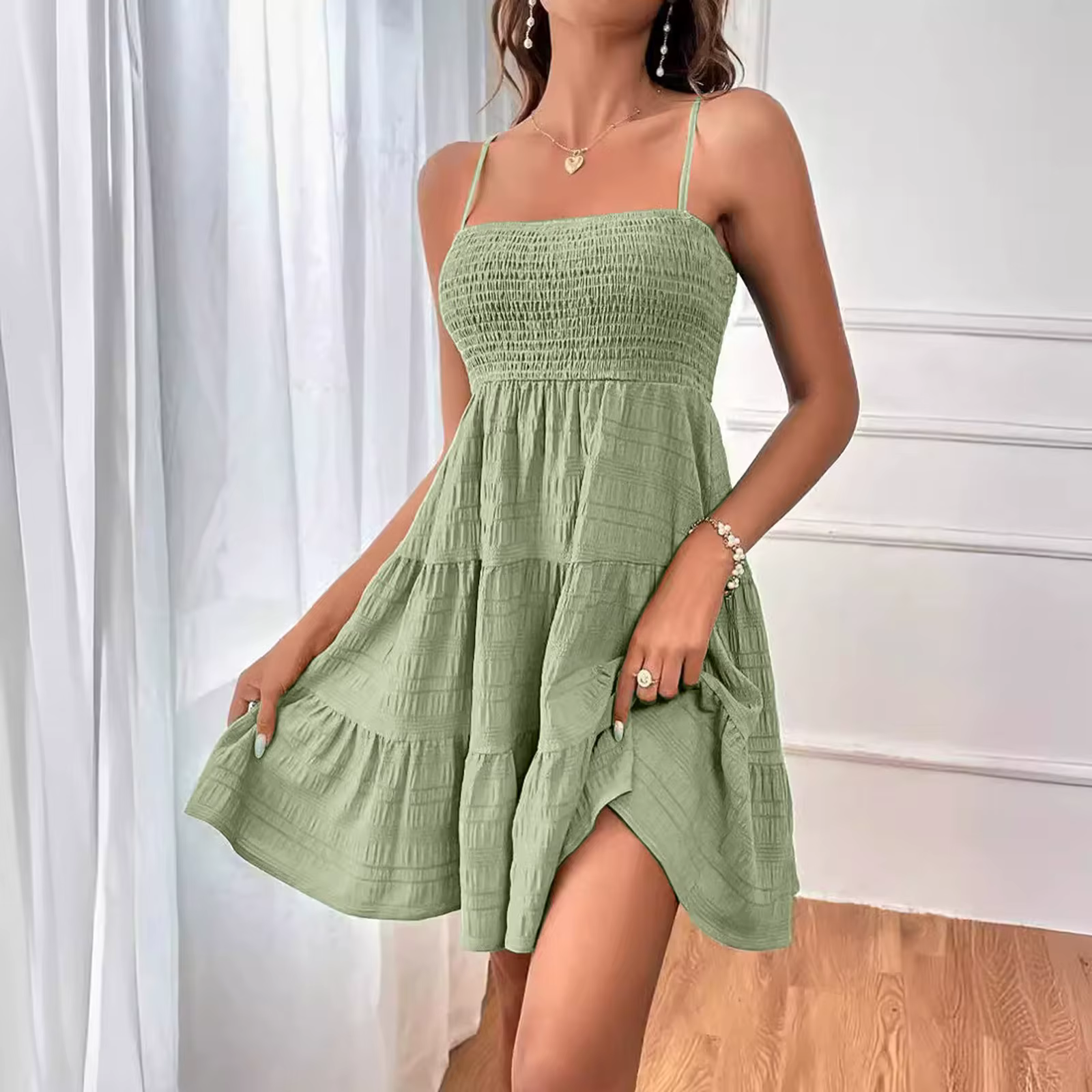 Party Dresses Short Dress Solid Ruffle Hem Short Dress Sleeveless Summer Mini Sexy Dress Dresses For Women 2024 Plus Size
