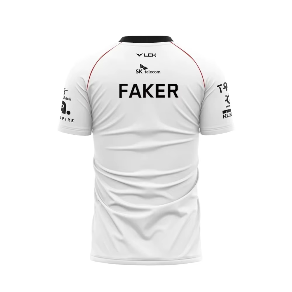 New T1 E-Sports Club Team Uniform League Of Legends World Finals Jersey T Shirt LOL Games Faker Fan Support Men Clothes