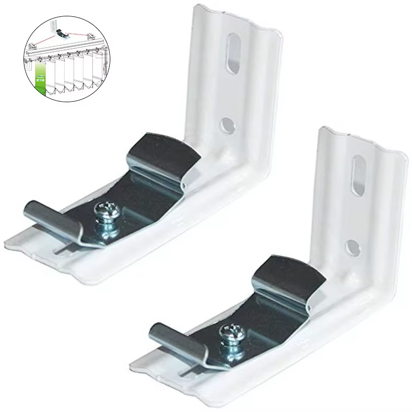 2pcs 3 Inch Metal Roller Shutter Pull Cord Curtain Chain L Shaped Bracket Internal and External Installation for Vertical Blinds