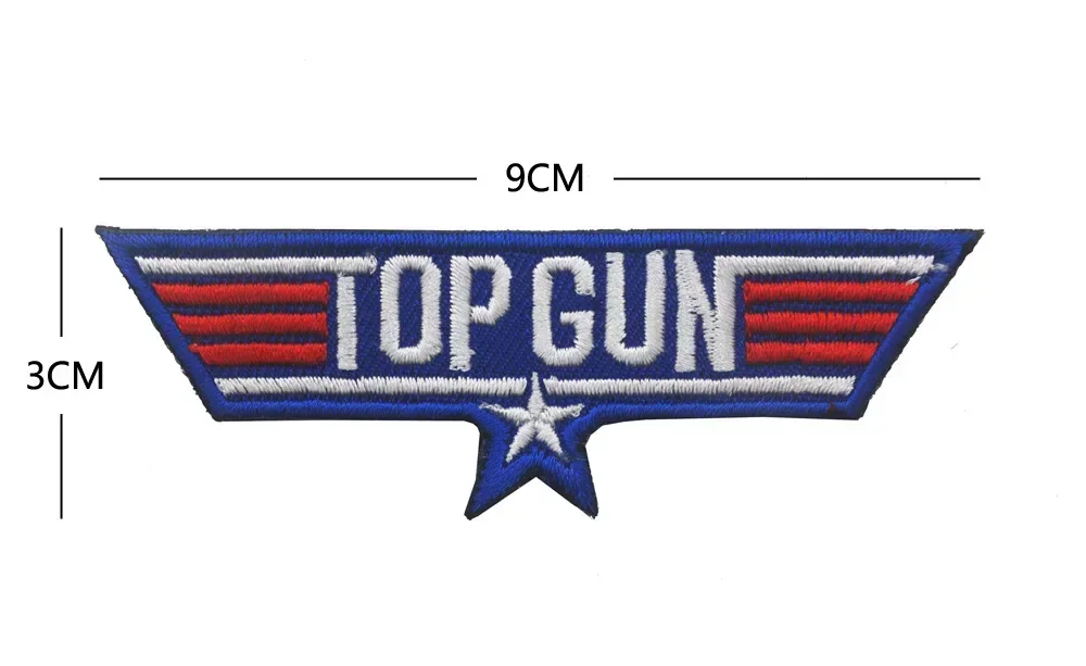 TOP GUN Embroidery Patch on Clothes Hook&Loop Appliques Military Tactical Band Patches Aircraft Morale Badges Backpack Stickers