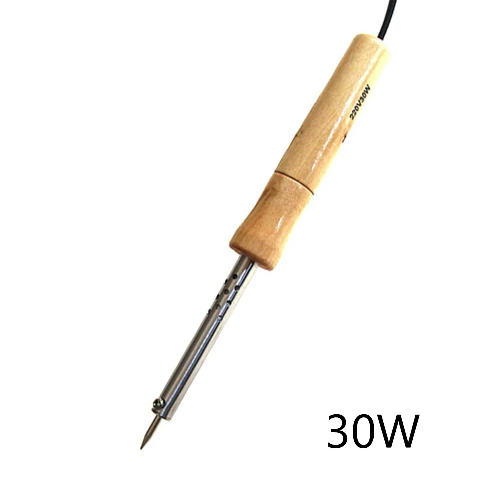 220V Non Adjustable Temperature Electric Solder Iron 30W/40W/60W/80W/100W Wood Handle Mini Soldering Iron Rework Station EU Plug