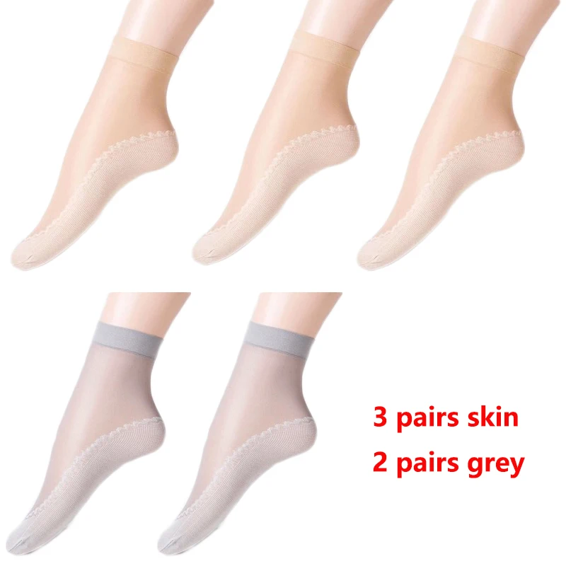 Summer Soft Silk Socks for Women Breathable Bottom Non-Slip Transparent Thin Socks Ladies Sandals Short Sock Nylon Slippers Sock