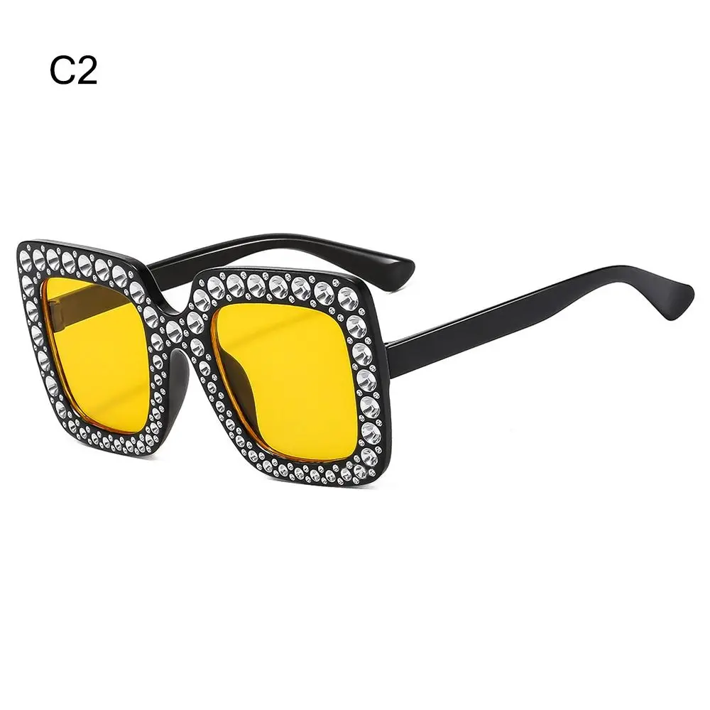 Kids Square Sun Glasses Children Sunglasses Crystal Sparkling Diamond Rhinestone Shades Eyewear for Beach/Travel/Party Decor