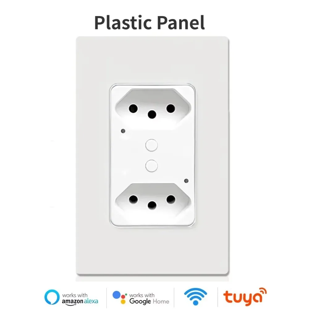 Melery Brazil WiFi Smart Life Wall Socket USB Tuya Electrical Plug Outlet PC/Glass Panel Whole House by Alexa Google Home