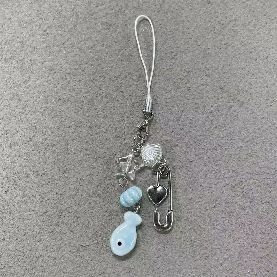 Y2K Summer Ocean Style Cute Phone Charm Little Fish Pendant Key Strap Lanyard Girl Woman Bag Keychain Keycord