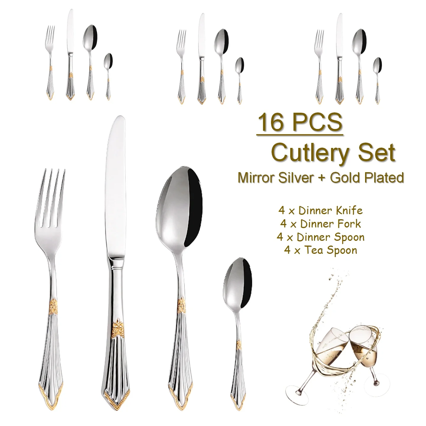 16PCS - Gold Plated