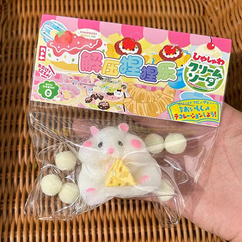 1PC Cute Squishy Hamster Toys With Cheese Desktop Decor Funny Stress Reliever Decompression Fidget Toys For Adult Kids