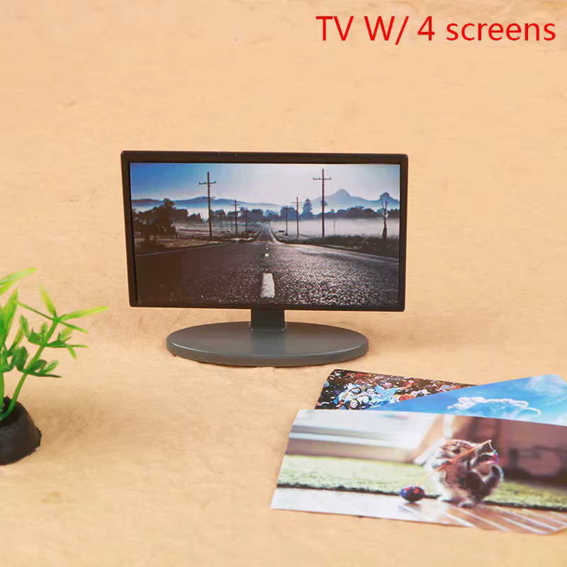 1:12 Dollhouse Miniature Living Room TV Wooden TV Cabinet Television Home Decor