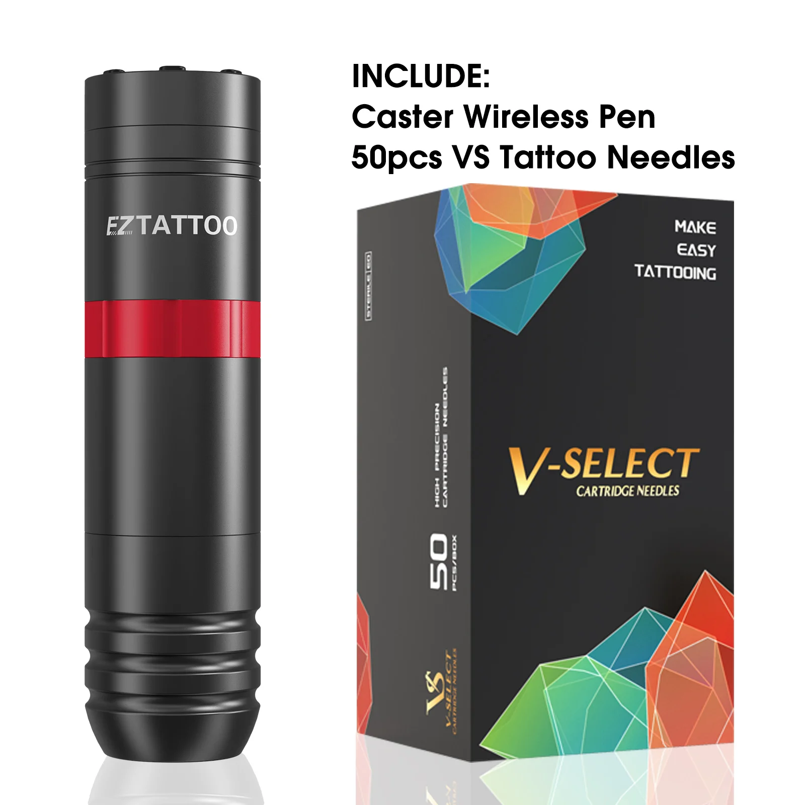 EZ Caster Wireless Tattoo Machine Pen 50 PCS MIX RL RM Cartridge Rotaty Battery Portable Power Pack 1500mAh LED Digital Display