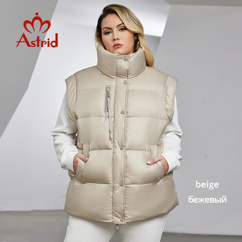 Astrid Women's Sleeveless Vest Down Jacket Padded Vest Warm Plus Size Women Fashion Street Waistcoat Ladies Casual Winter Coat
