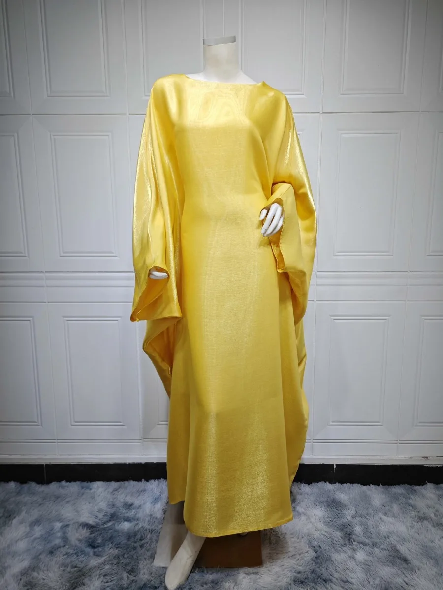 Eid Muslim Abaya for Women Silky Bat Sleeve Dress Saudi Arabic Party Dress Ramadan Maxi Vestidos Morocco Kaftan Long Robe 2024