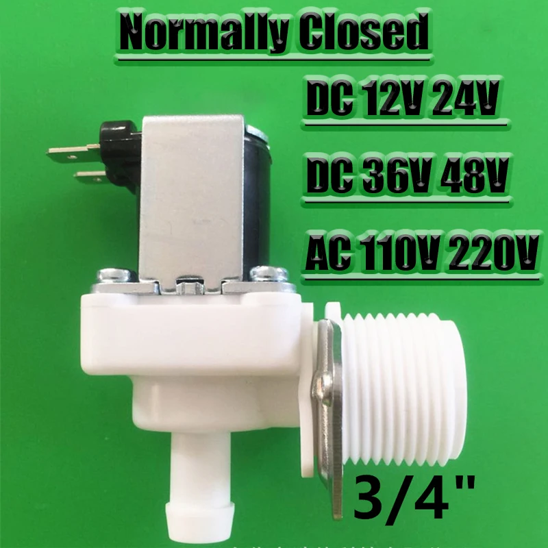 3/4" Male Water Intake Inlet Vertical Solenoid Valve Normally Closed 12 Voltios DC 12V 24V 36V 48V AC 110V 220V for Ice Maker