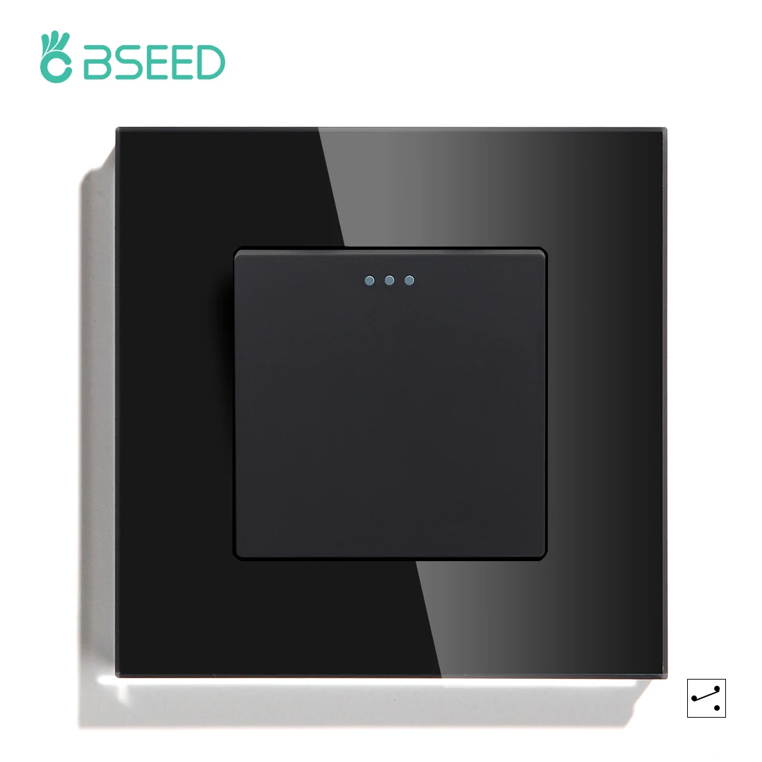 BSEED 1/2/3Gang Mechanical Button Switches 2way For Stairs Corriors EU Wall Power Sockets USB Type-c Ports Glass Panel Black