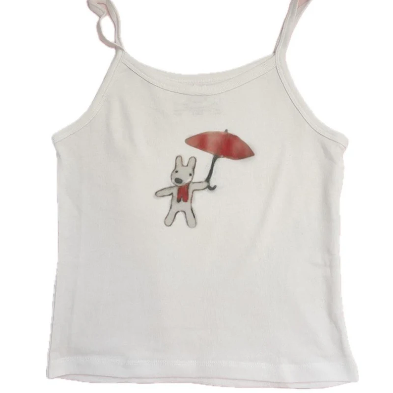 Y2k Tank Tops Sexy Women Summer Camis Punk Y2K Harajuku Sleeveless cartoon Printed Tights Vest Femme Streetwear Graphic EMO Girl