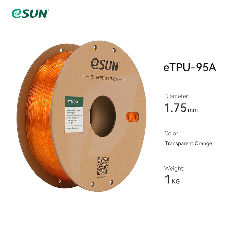 eSUN Flexible TPU Filament 1.75mm,TPU 95A 3D Printer Filament 1KG 2.2 LBS Spool 3D Printing Material For 3D Printers TPU 95A