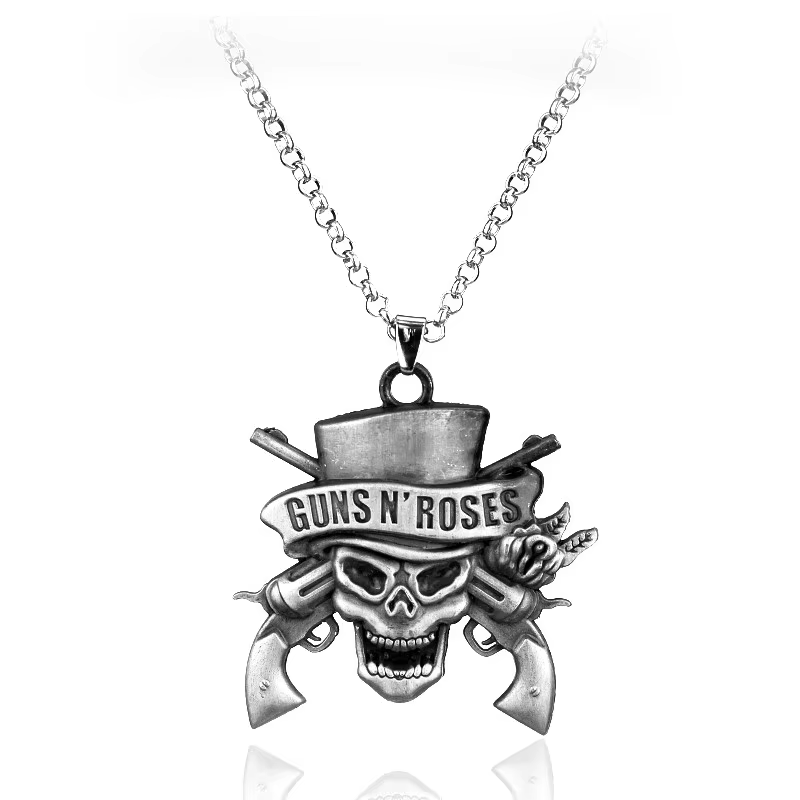 Rock Music Band Guns N 'Roses Skull Death Logo Pendants Necklaces Necklace for Woman Man Music Series Jewelry