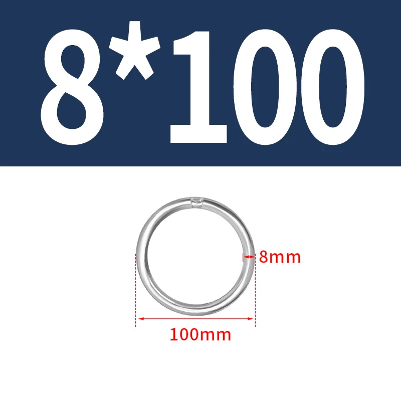 25Pcs 304 Stainless Steel O Ring  thickness M8 x 100mm 120mm Strapping Welded Round Rings