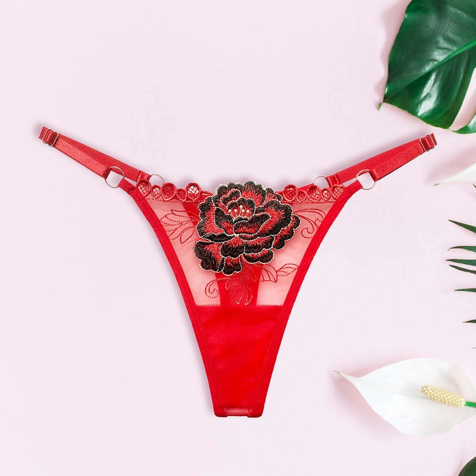 Sexy Flower Lace Thong Women G Strings Adjustable Panties Transparent Underwear Ladies Briefs Lingere Underware трусы женские