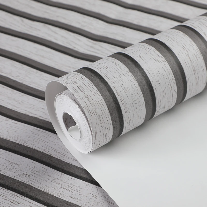 53cm Japanese Modern 3D Non-Woven Moisture-Proof Bedroom Background Wallpaper Wood Stripes Non Self-Adhesive Wall Stickers