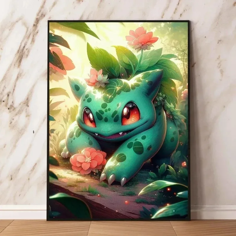 Van Gogh Starry Sky Pokemon Anime Figures Pikachu Watercolor Painting Canvas Posters and Prints Wall Art Picture for Living Room