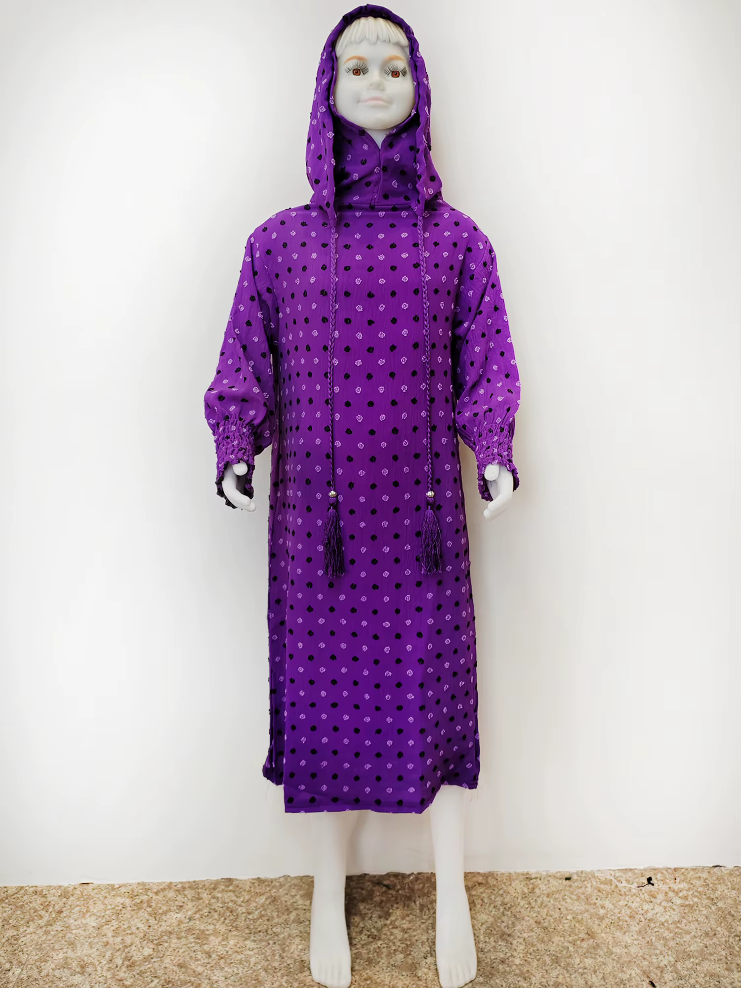 Eid Kids Cotton Prayer Garment Dress Muslim Girls Long Khimar Hijab Turkey Abaya Dresses Islamic Dress Full Cover Robe Ramadan