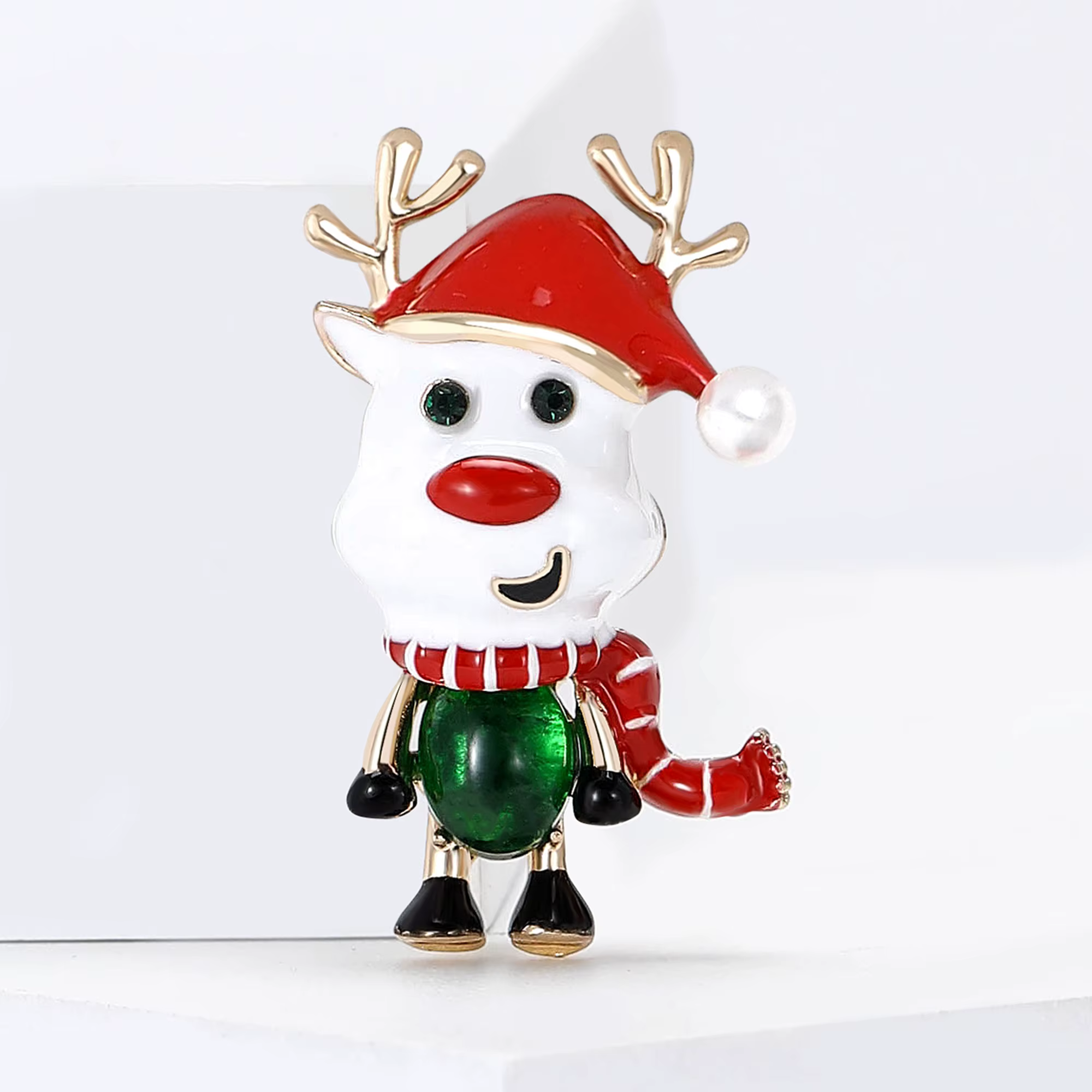 Christmas Cute Enamel Elk Superboy Brooch for Women Unisex Pearl Animal Pins Event Party Backpack Decoration Clothes Accessories