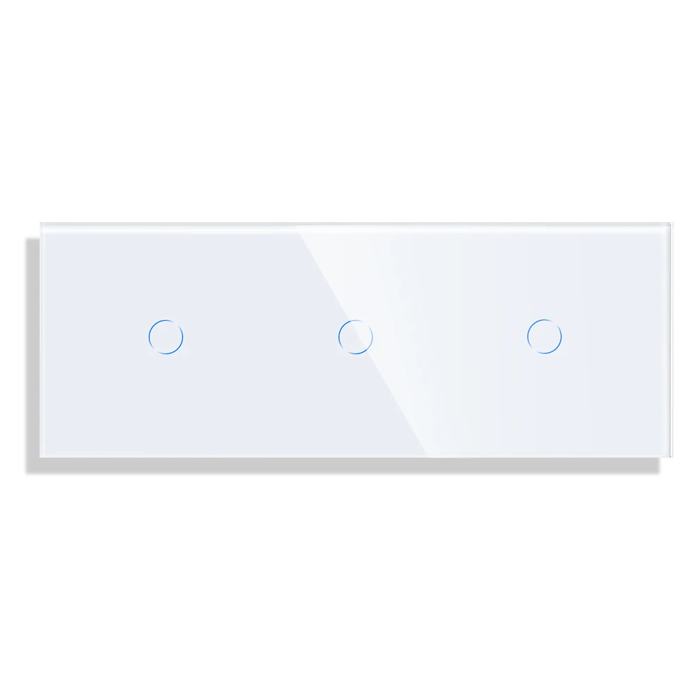 Bingoelec Triple 3/6/9Gang 1 Way Touch Light Switch 86*228mm Luxury Tempered Crystal Glass Panel EU Standard Wall Switches