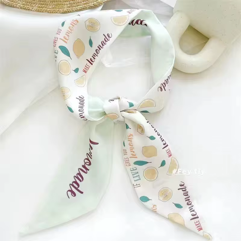 Fresh summer double-sided letter scarf hair band dual-purpose fruit narrow streamer tie bag hair tie scarf