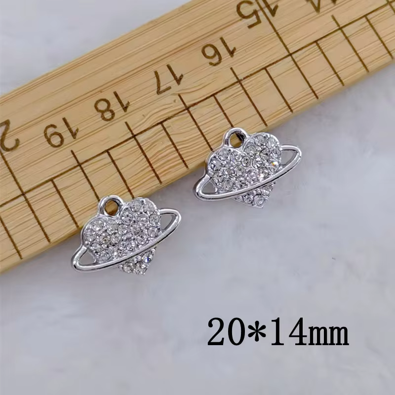 10 pieces of diamond alloy heart-shaped clover earrings, jewelry making charm, handcrafted necklace, DIY accessories
