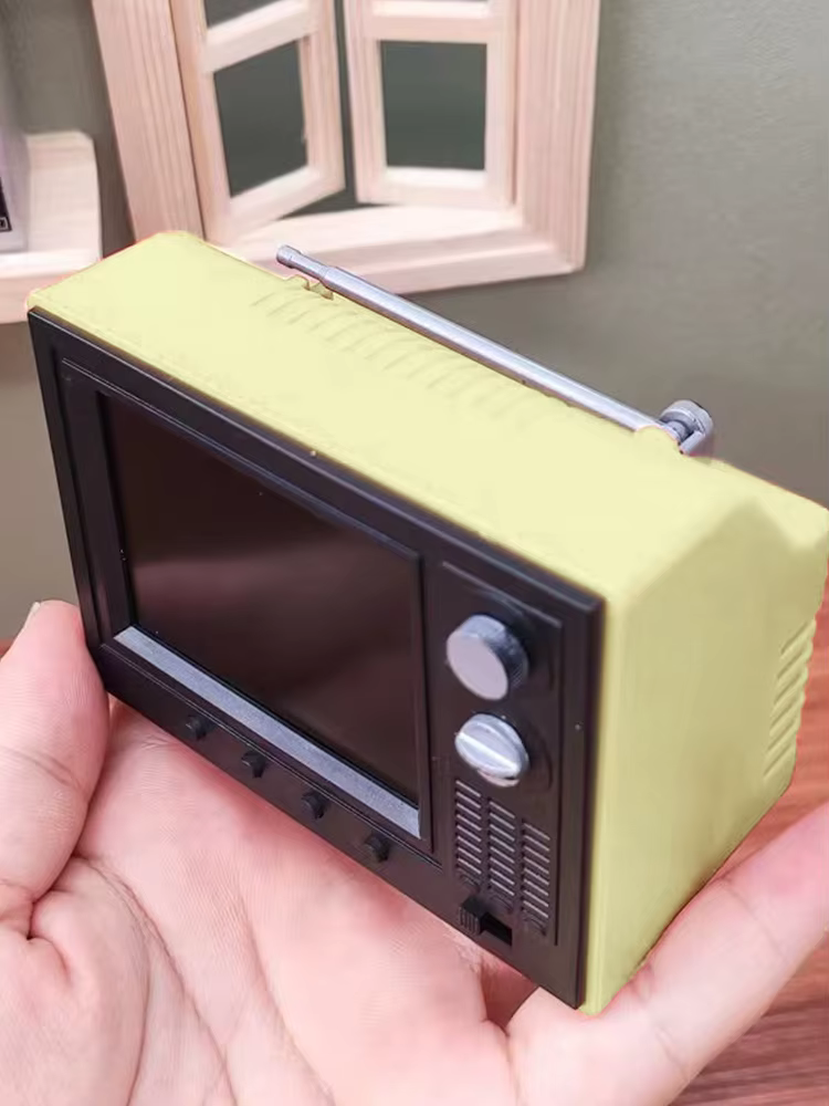 1:12 Dollhouse Miniature TV Playable Video Mini Television Model Living Room Home Appliances Decor Toy Doll House Accessories