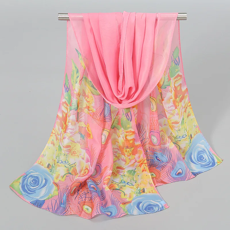 1PC Muslim Chiffon Hijab Scarf for Women Summer Print Thin Scarves Soft Shawl Foulard Viscose Autumn Female Sunscreen Wrap Shawl