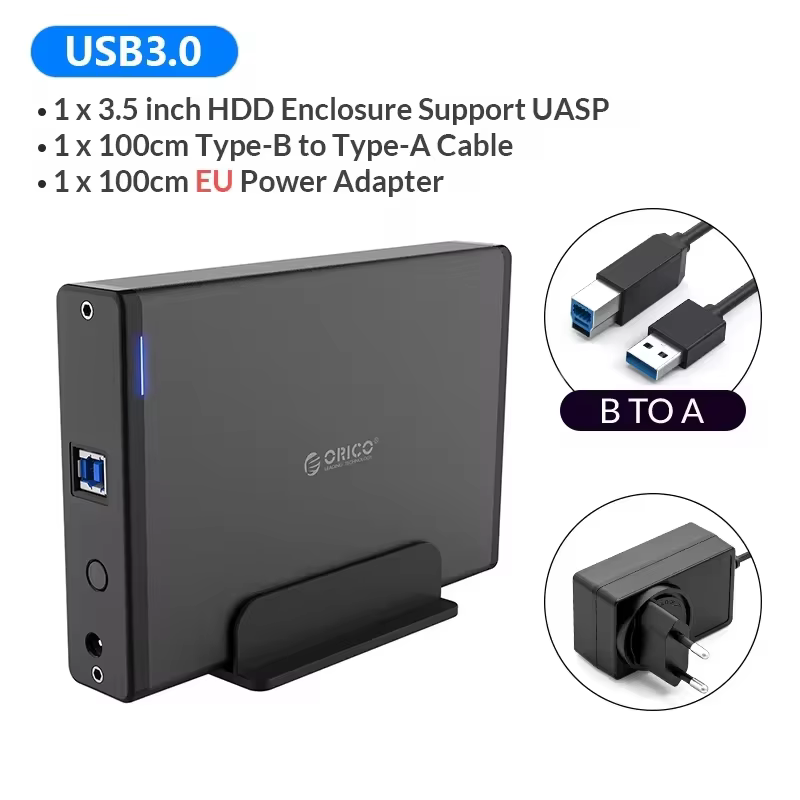 ORICO 3.5'' Hard Drive Enclosure for HDD USB 3.0 to SATA Vertical External Hard Drive Docking Station Support UASP Up to 16TB