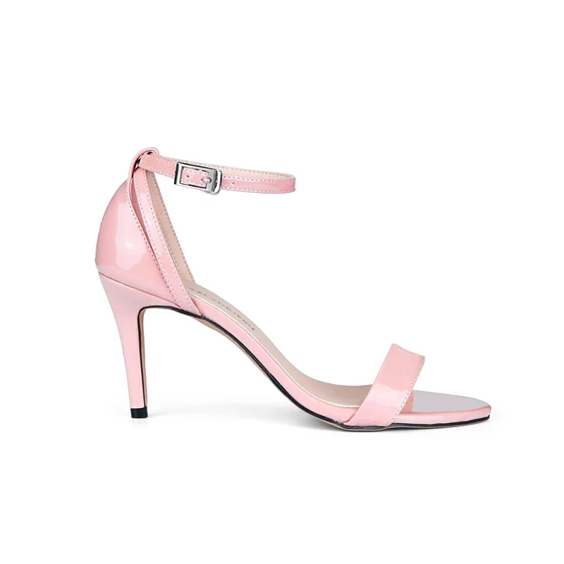 2024 Women Summer Sandals Sexy Pumps 8cm High Heels Flock Sandle Lady Gladiator Ankle Strap Stilettos Party Nude Wedding Shoes