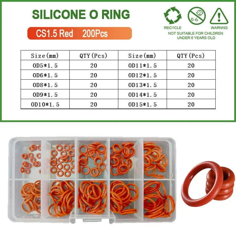 Red 200Pcs CS1.5mm