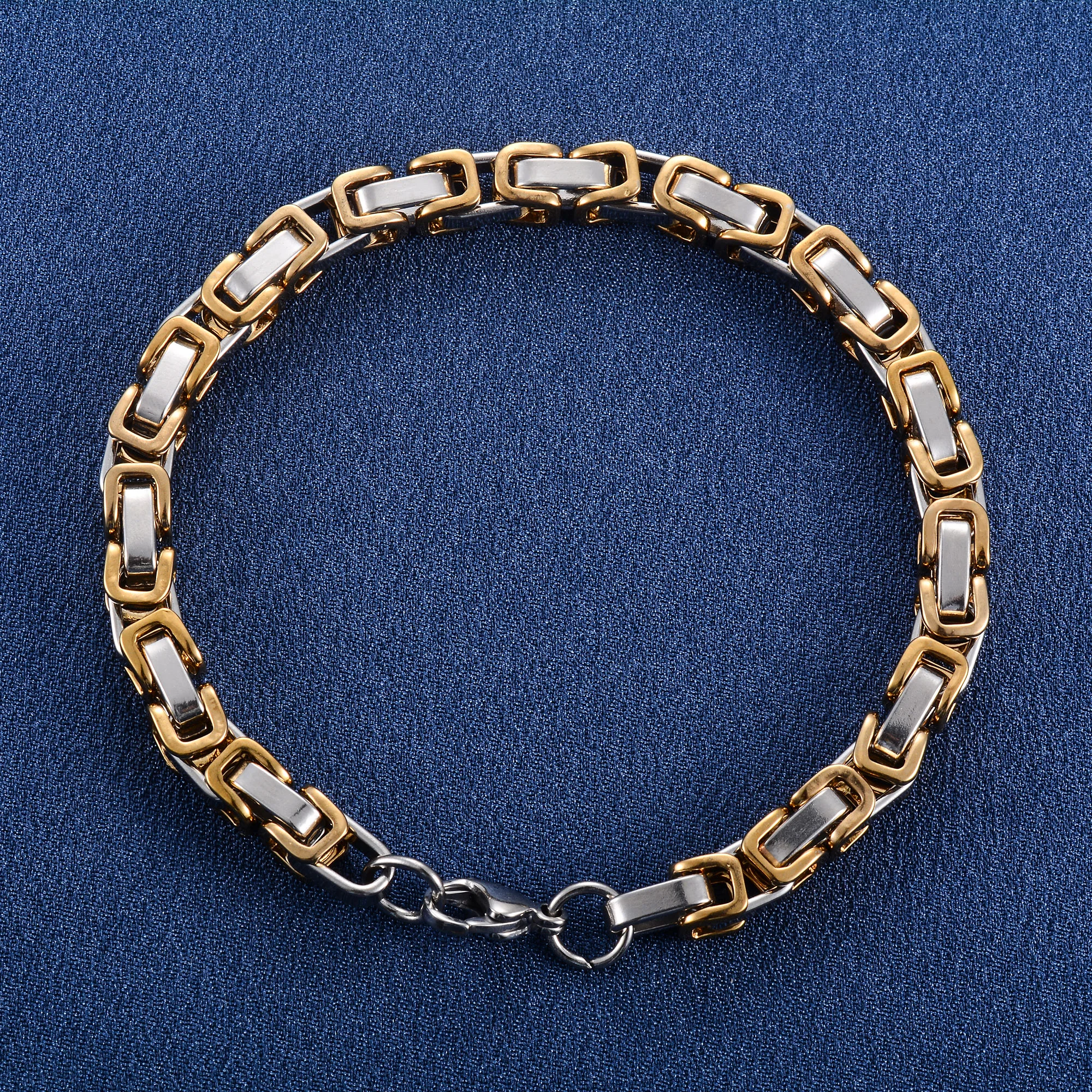 6mm 23cm Cool Stainless Steel Byzantine Chain Bracelet for Men Chunky Punk Rock Boy Hand Chain Anklet Wristband Metal Jewelry