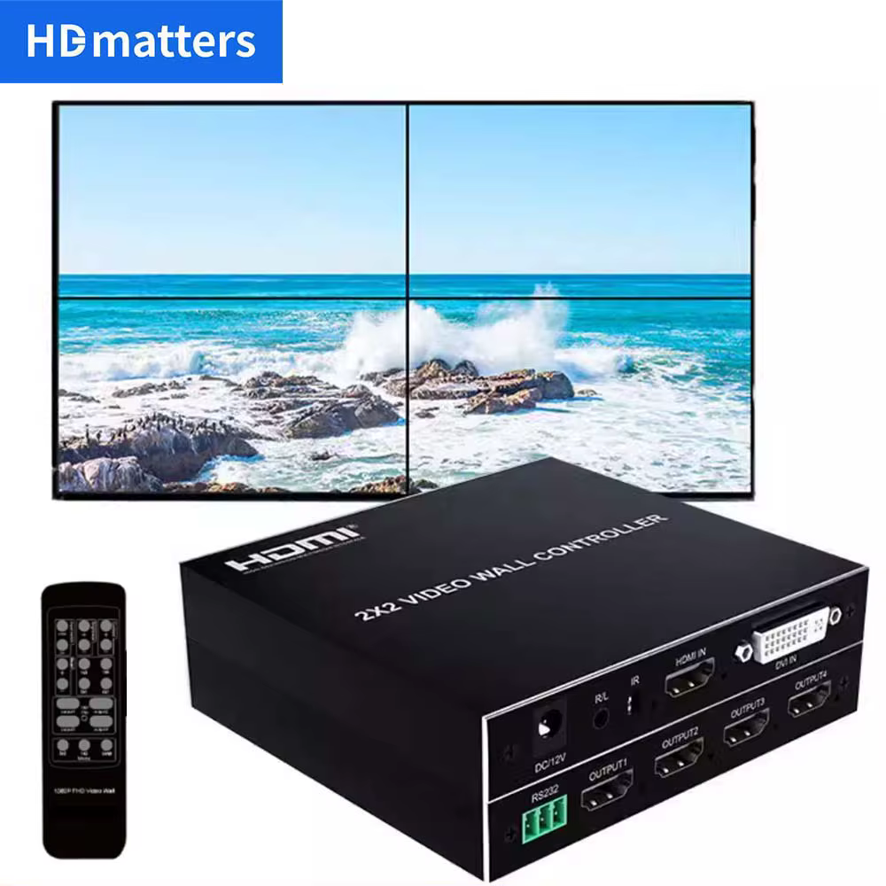 HDMI 2X2 Video wall Processor 4K HDMI DVI Video Controller Video Splicer 1X2 1X4 1X3 HDMI Screen Splitter with image rotation