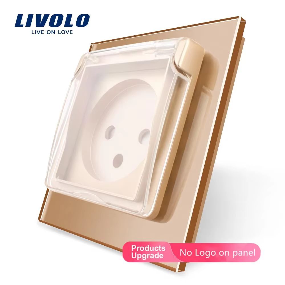 Livolo Israel Standard Power Socket,Crystal Glass Panel, AC 100~250V 16A, VL--C7C1ILWF,with the Waterproof Cover,Light Switch