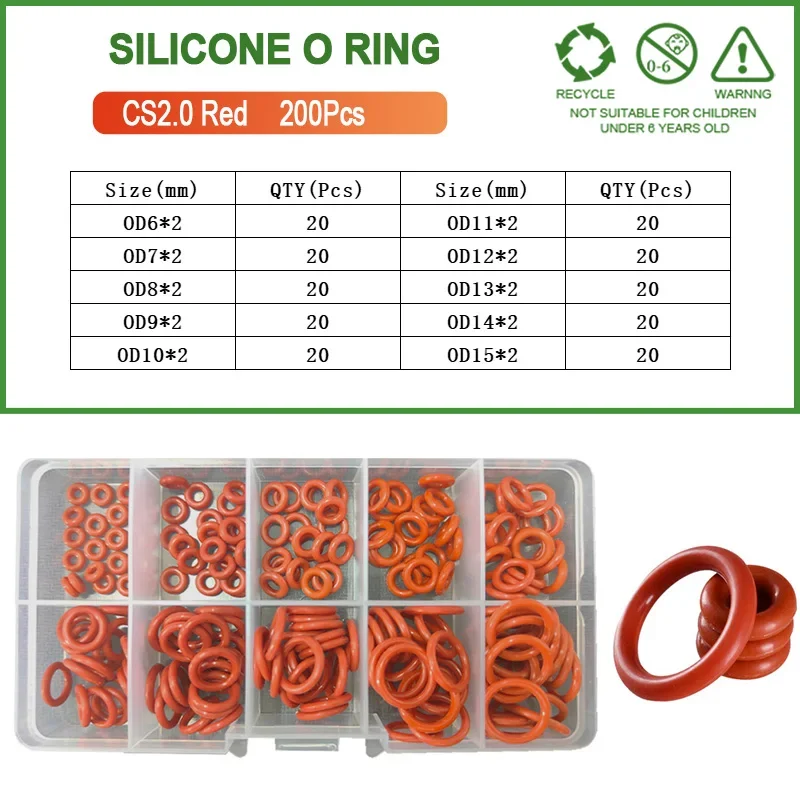 Red 200Pcs CS2.0mm
