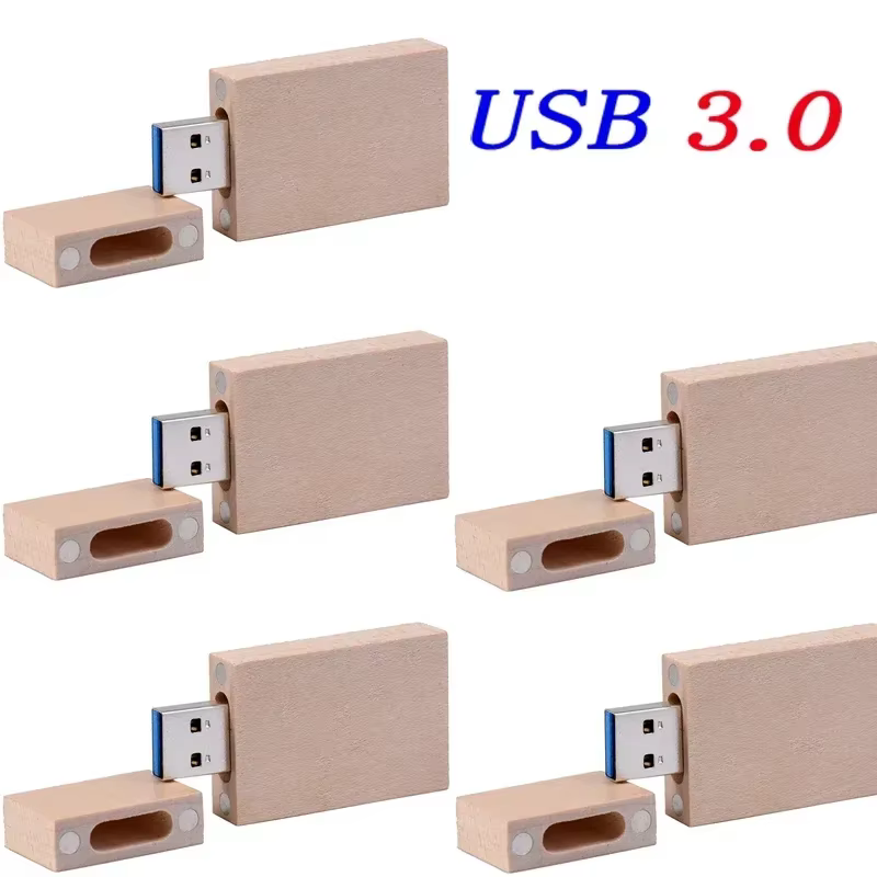5PCS/LOT Pen Drive Free Custom Logo USB 3.0 Maple Photo Album Wooden Box USB Flash Drives 128GB Photography Stick 170*170*35mm